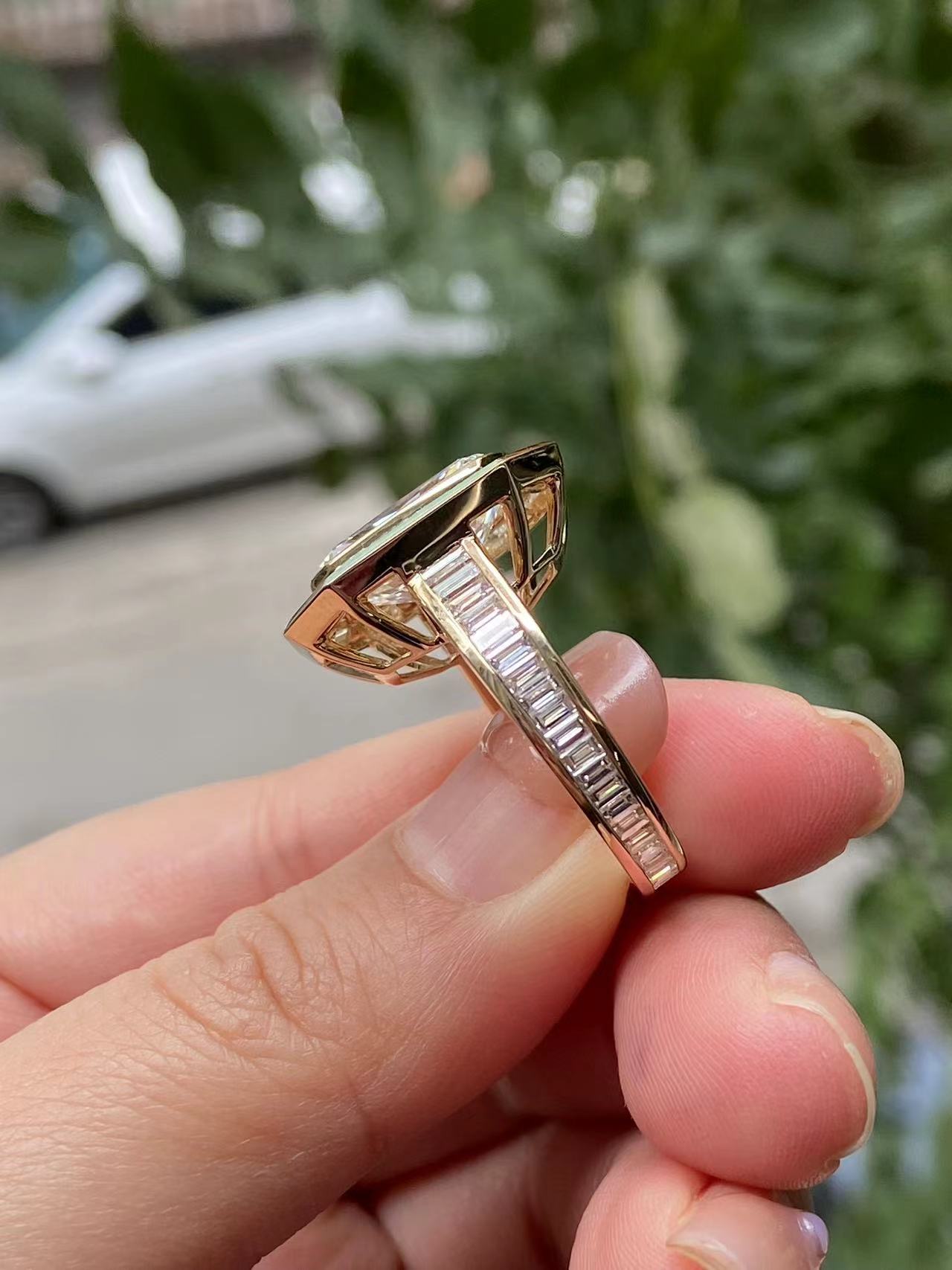 Pirmiana 2026 Jewelry Customized 6.5ct Radiant Shape 14k Yellow Gold Lab Grown Diamond Ring for Party Gift
