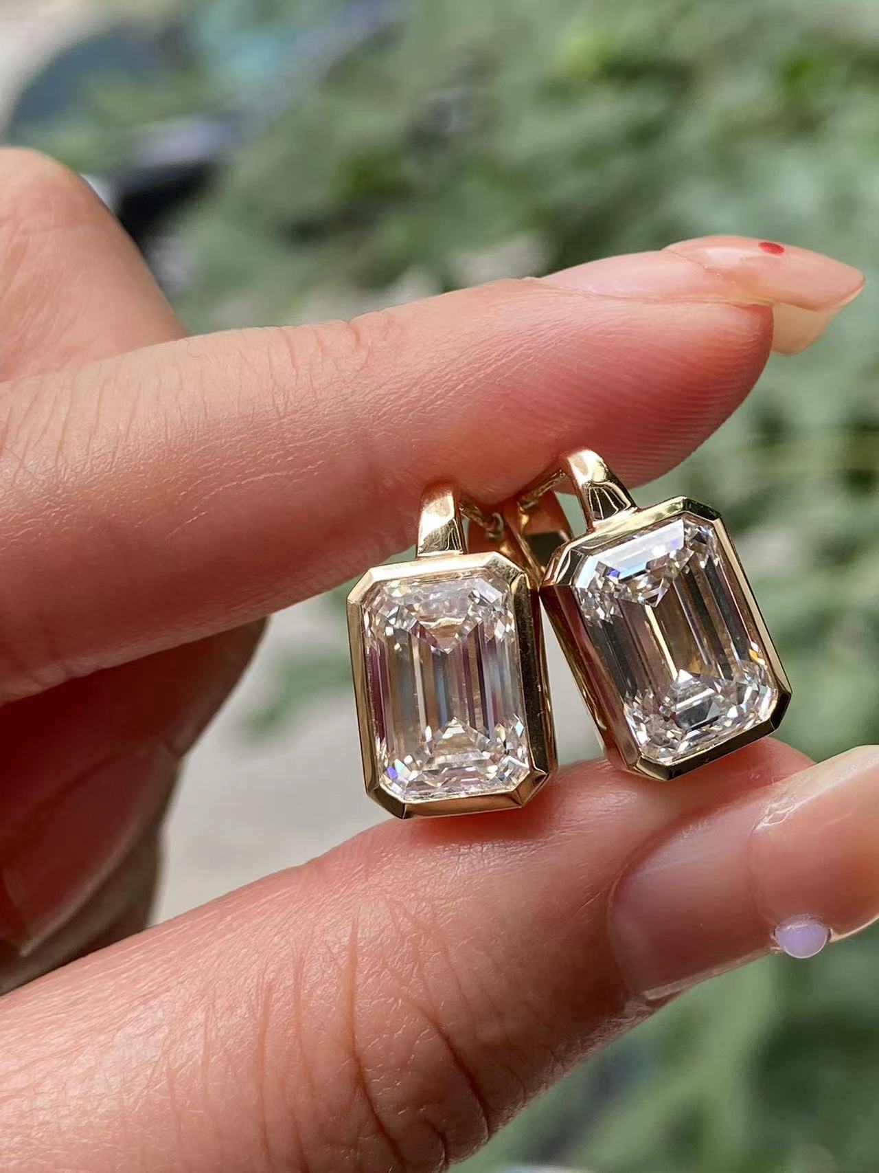 Pirmiana 2026 Jewelry Customized  Each 4ct Emerald Shape 14k Yellow Gold Lab Grown Diamond Earrings for Party Gift