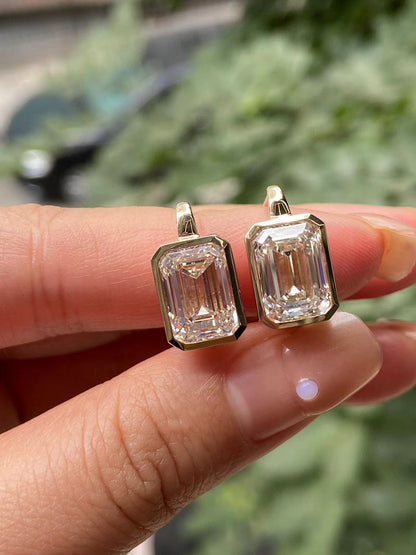 Pirmiana 2026 Jewelry Customized  Each 4ct Emerald Shape 14k Yellow Gold Lab Grown Diamond Earrings for Party Gift