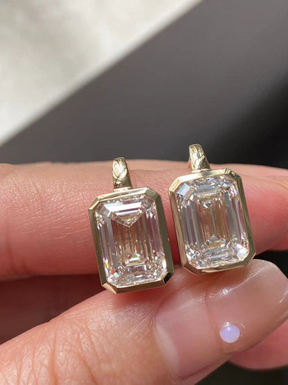 Pirmiana 2026 Jewelry Customized  Each 4ct Emerald Shape 14k Yellow Gold Lab Grown Diamond Earrings for Party Gift