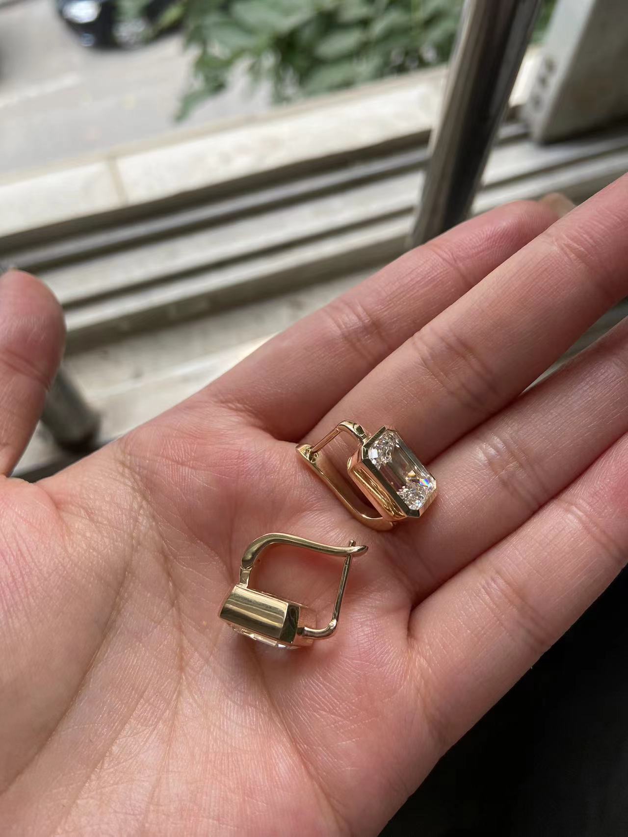 Pirmiana 2026 Jewelry Customized  Each 4ct Emerald Shape 14k Yellow Gold Lab Grown Diamond Earrings for Party Gift