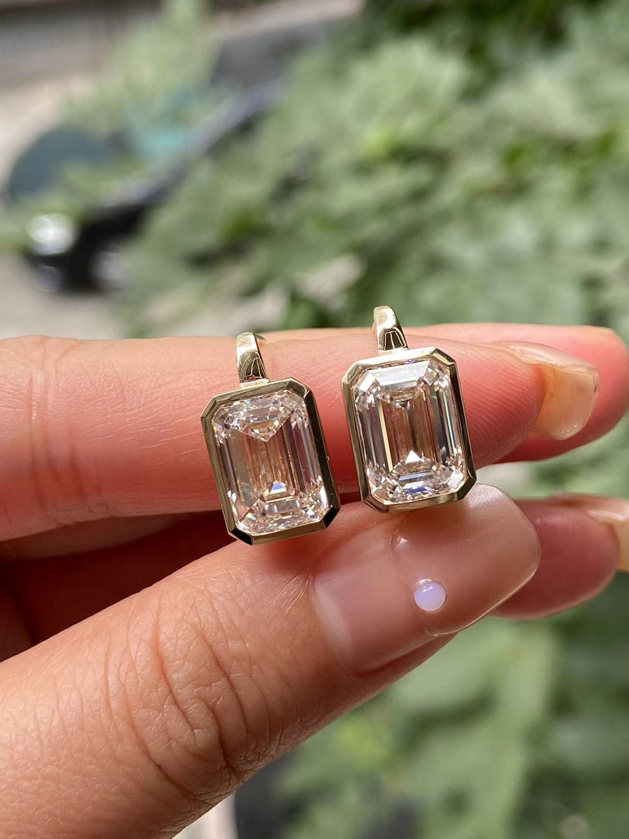 Pirmiana 2026 Jewelry Customized  Each 4ct Emerald Shape 14k Yellow Gold Lab Grown Diamond Earrings for Party Gift