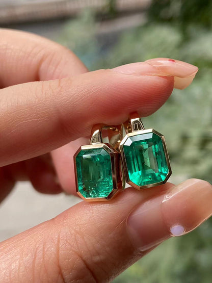 Pirmiana 2026 Jewelry Customized  Each 7×9mm  Emerald Shape 14k Yellow Gold Lab Grown  Emerald Earrings for Party Gift