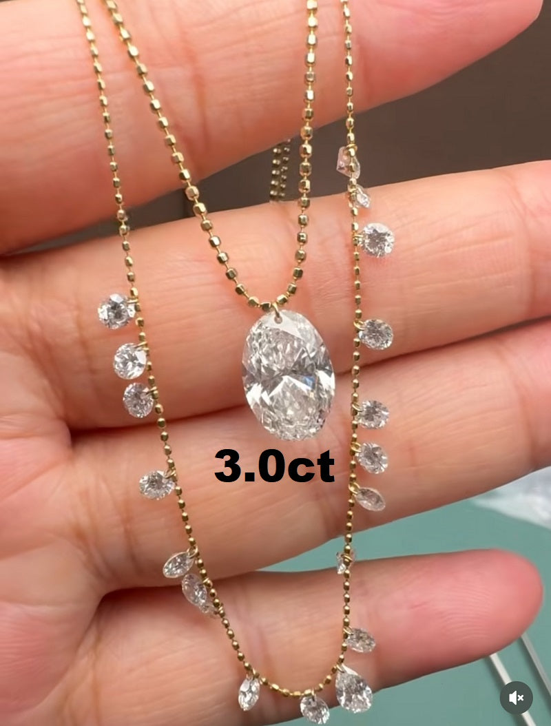 Primiana Popular Drilled Lab Grown Diamond Jewelry  18K Yellow Gold Necklace