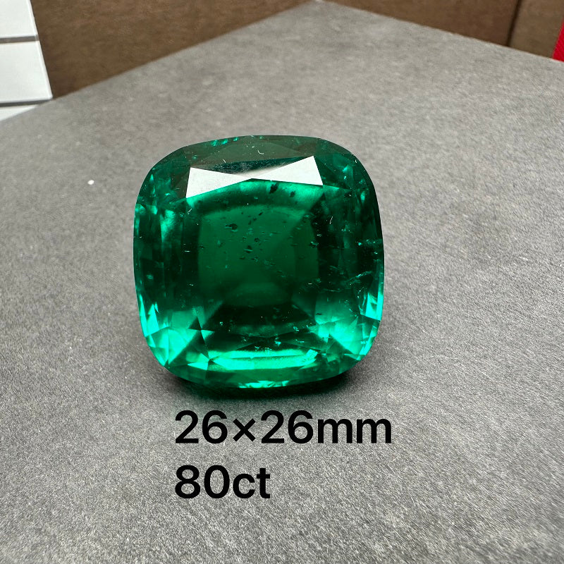 Pirmiana Big Size Cushion Cut Colomnia Color Lab Growm Emerald with Nice Inclushions Like Natural Gems
