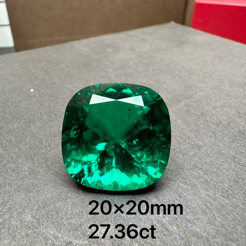 Pirmiana Big Size Cushion Cut Colomnia Color Lab Growm Emerald with Nice Inclushions Like Natural Gems