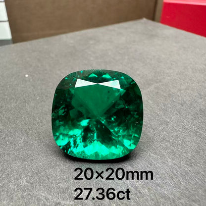 Pirmiana Big Size Cushion Cut Colomnia Color Lab Growm Emerald with Nice Inclushions Like Natural Gems