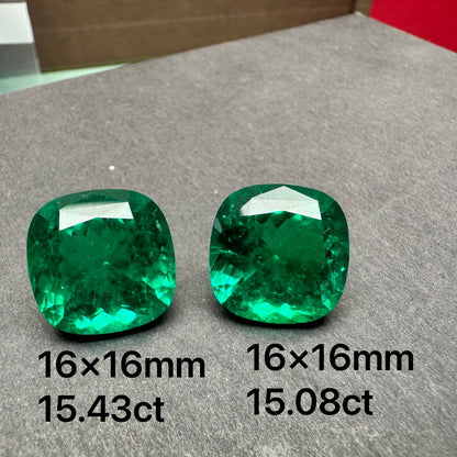 Pirmiana Big Size Cushion Cut Colomnia Color Lab Growm Emerald with Nice Inclushions Like Natural Gems