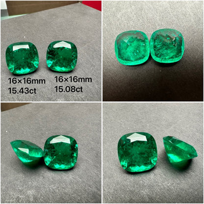 Pirmiana Big Size Cushion Cut Colomnia Color Lab Growm Emerald with Nice Inclushions Like Natural Gems