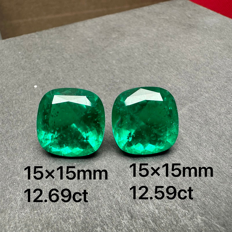 Pirmiana Big Size Cushion Cut Colomnia Color Lab Growm Emerald with Nice Inclushions Like Natural Gems