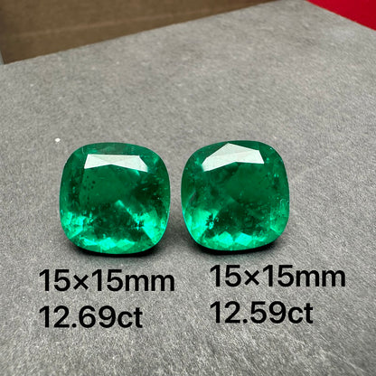 Pirmiana Big Size Cushion Cut Colomnia Color Lab Growm Emerald with Nice Inclushions Like Natural Gems