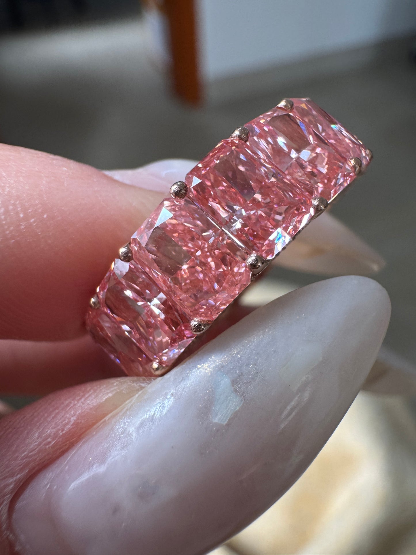 Pirmiana Jewelry  Hot Sale New Classic Design 18k Rose gold about 12.8ct Total Lab Grown Pink Diamonds Eternal ring Girlfriend Gift
