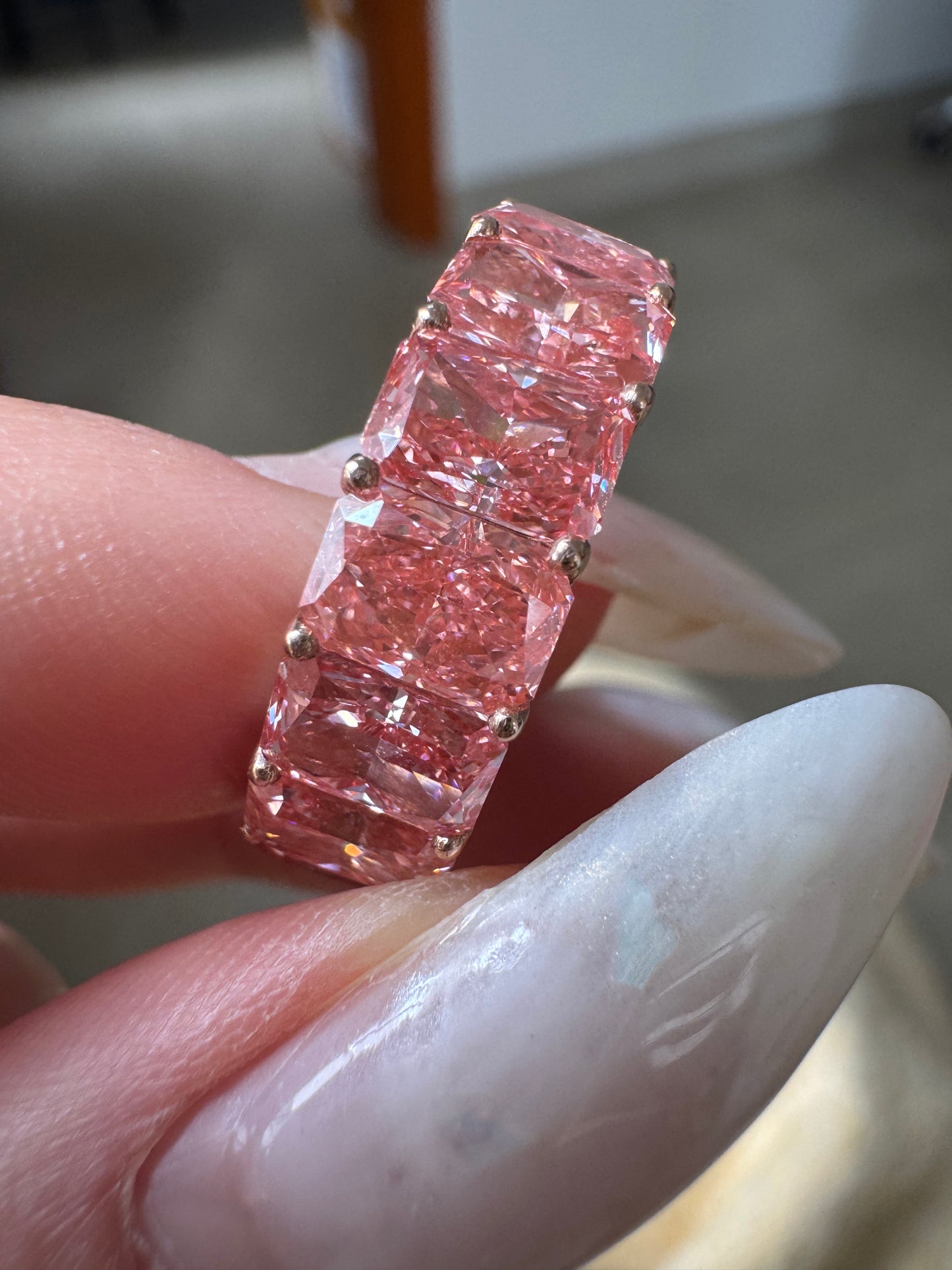 Pirmiana Jewelry  Hot Sale New Classic Design 18k Rose gold about 12.8ct Total Lab Grown Pink Diamonds Eternal ring Girlfriend Gift