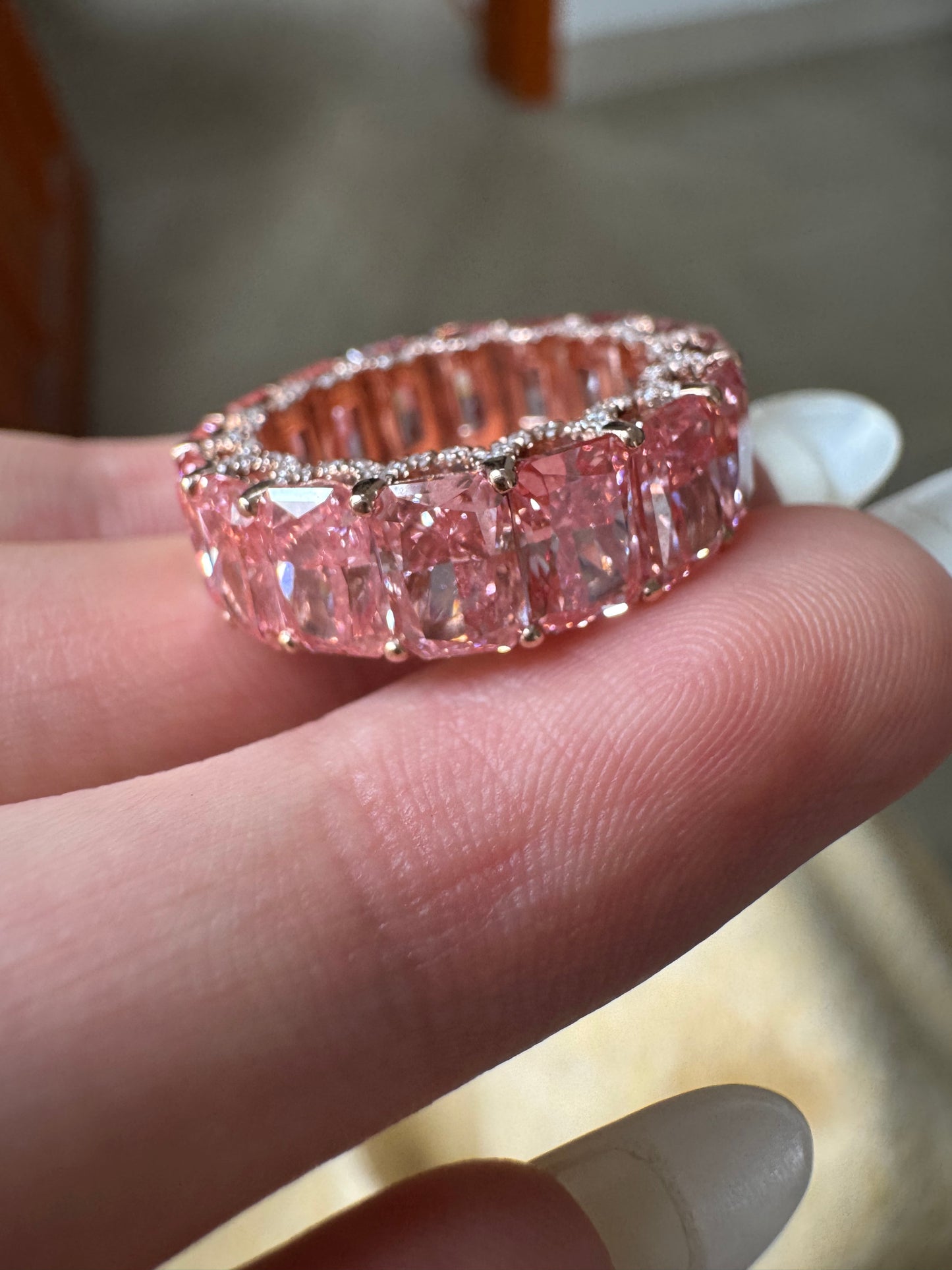 Pirmiana Jewelry  Hot Sale New Classic Design 18k Rose gold about 12.8ct Total Lab Grown Pink Diamonds Eternal ring Girlfriend Gift