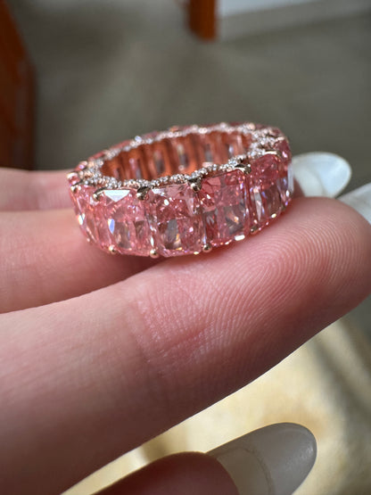 Pirmiana Jewelry  Hot Sale New Classic Design 18k Rose gold about 12.8ct Total Lab Grown Pink Diamonds Eternal ring Girlfriend Gift