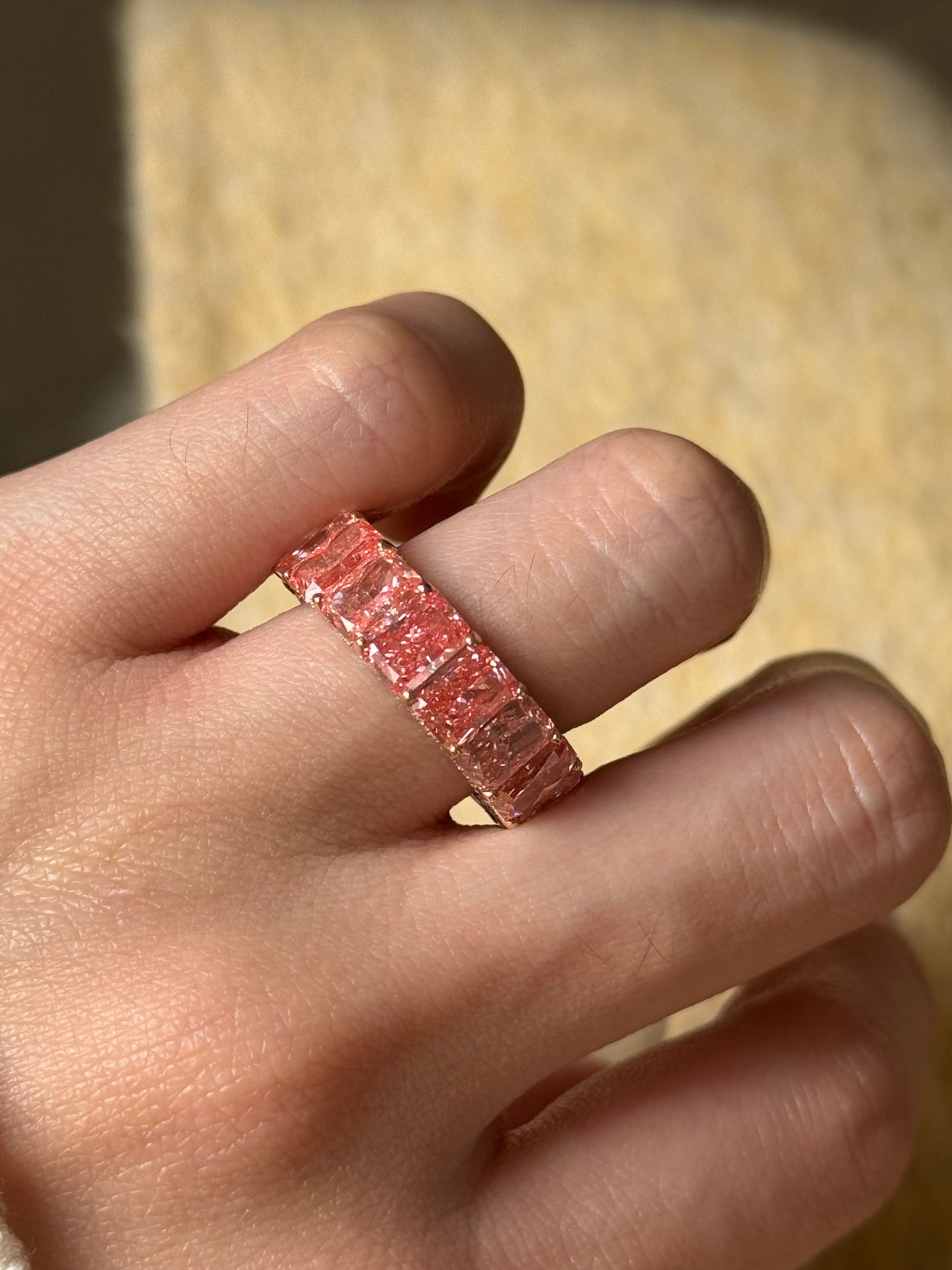 Pirmiana Jewelry  Hot Sale New Classic Design 18k Rose gold about 12.8ct Total Lab Grown Pink Diamonds Eternal ring Girlfriend Gift