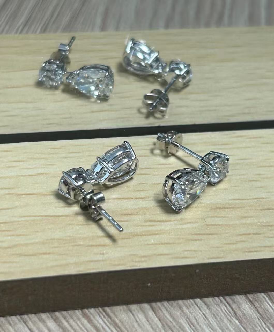 Pirmiana Custom Design 18K White Gold Earrings for Women 1ct center pear shape CVD Lab Grown Diamond Jewelry