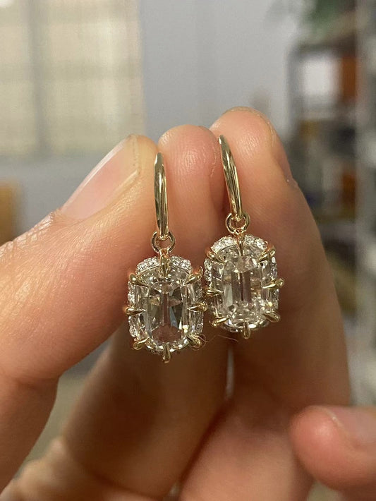 Ruif Making 14k gold of 2ct old mine cut lab grown diamond earrings for women daily wear