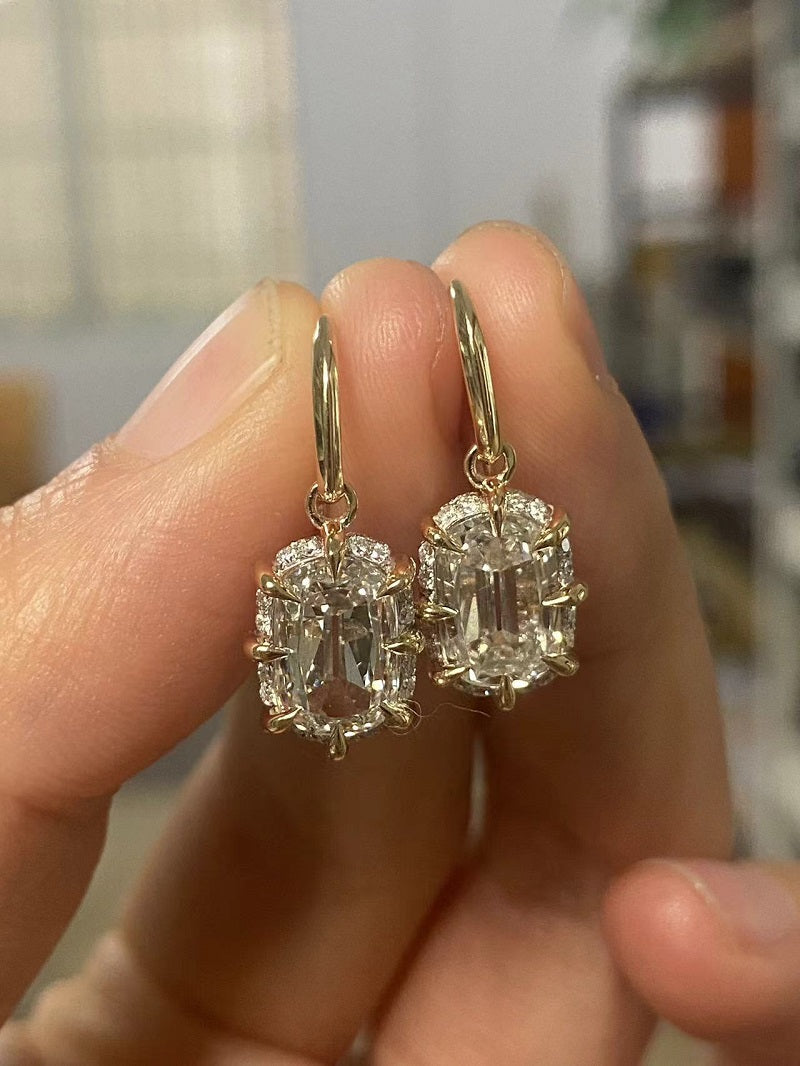 Ruif Making 14k gold of 2ct old mine cut lab grown diamond earrings for women daily wear