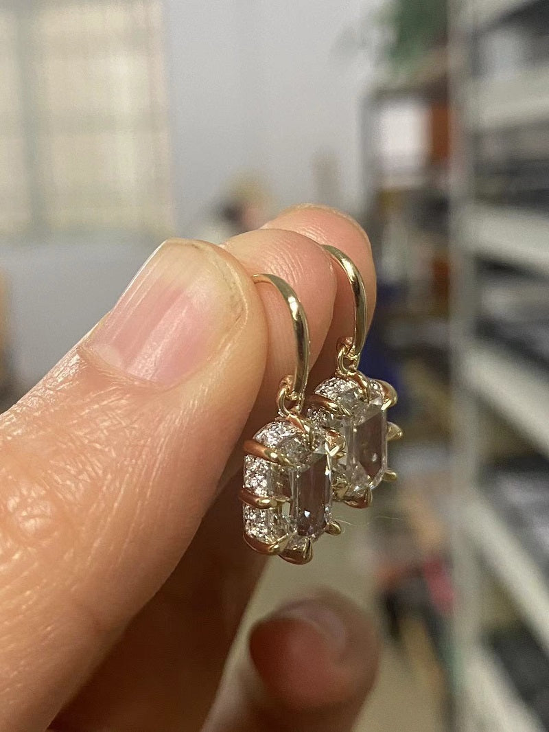 Ruif Making 14k gold of 2ct old mine cut lab grown diamond earrings for women daily wear