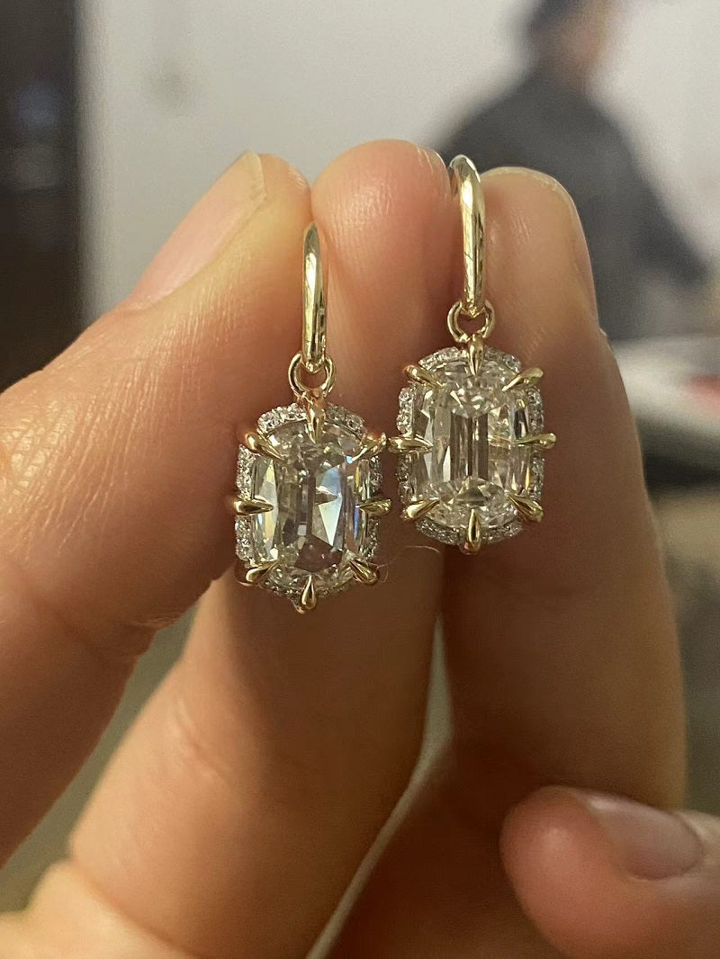 Ruif Making 14k gold of 2ct old mine cut lab grown diamond earrings for women daily wear