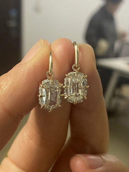 Ruif Making 14k gold of 2ct old mine cut lab grown diamond earrings for women daily wear