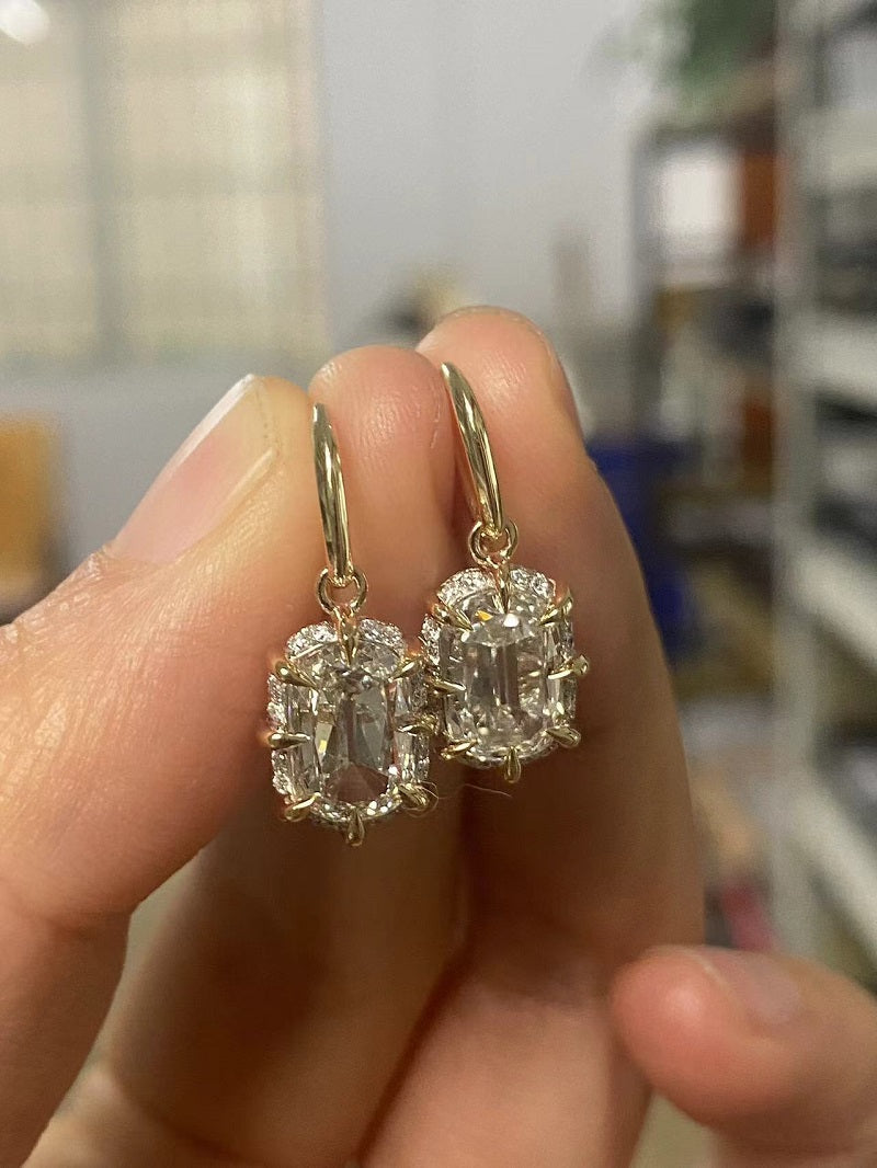 Ruif Making 14k gold of 2ct old mine cut lab grown diamond earrings for women daily wear