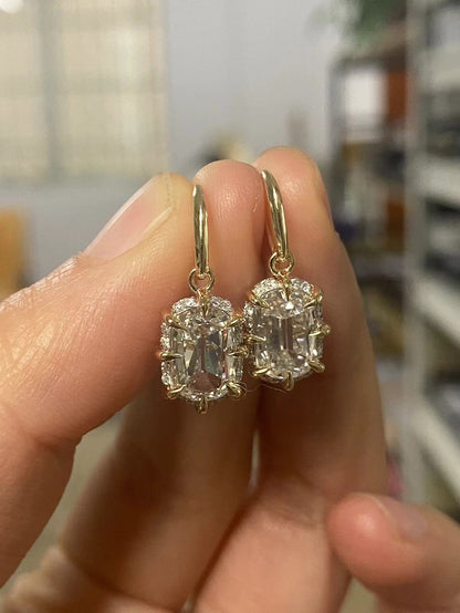 Ruif Making 14k gold of 2ct old mine cut lab grown diamond earrings for women daily wear