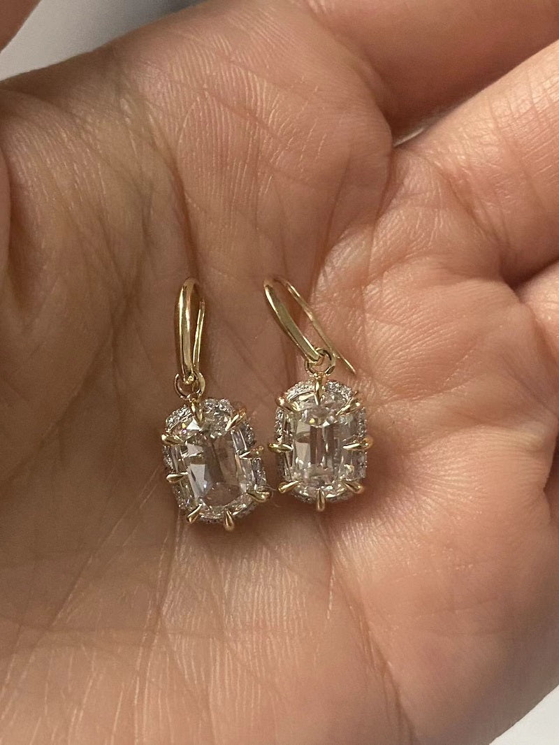 Ruif Making 14k gold of 2ct old mine cut lab grown diamond earrings for women daily wear