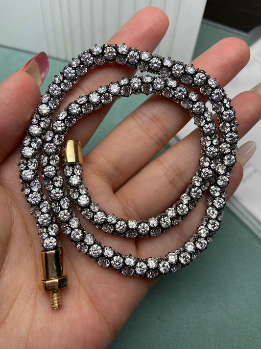 Pirmiana 2026 Jewelry Customized Total 80ct  Round Shape 9k Yellow Gold And Black Gold Lab Grown Diamond  Necklace for Party Gift