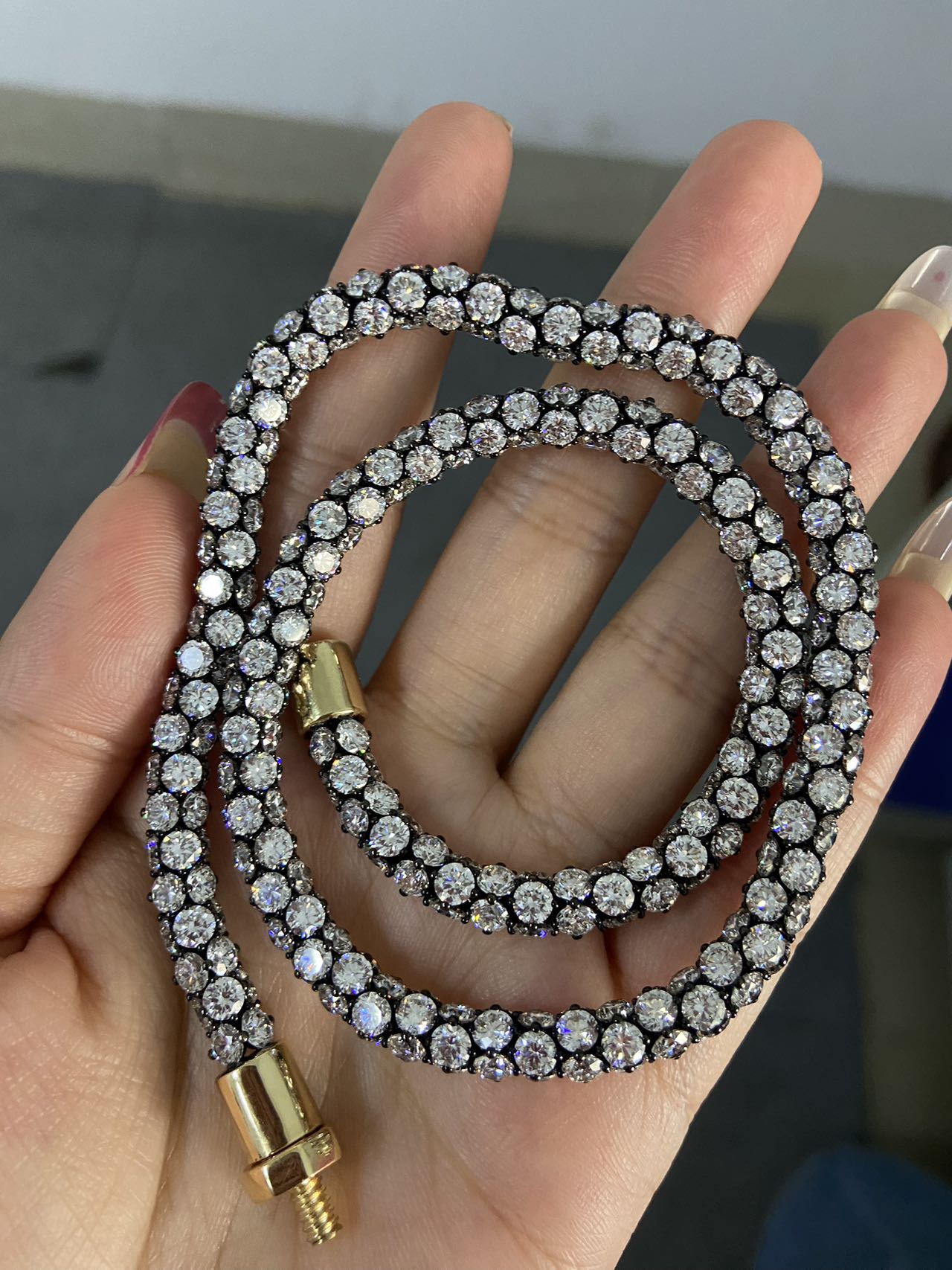 Pirmiana 2026 Jewelry Customized Total 80ct  Round Shape 9k Yellow Gold And Black Gold Lab Grown Diamond  Necklace for Party Gift