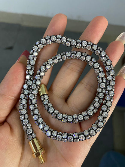 Pirmiana 2026 Jewelry Customized Total 80ct  Round Shape 9k Yellow Gold And Black Gold Lab Grown Diamond  Necklace for Party Gift