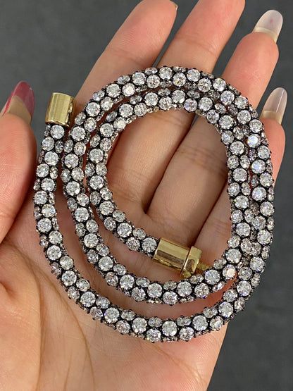 Pirmiana 2026 Jewelry Customized Total 80ct  Round Shape 9k Yellow Gold And Black Gold Lab Grown Diamond  Necklace for Party Gift
