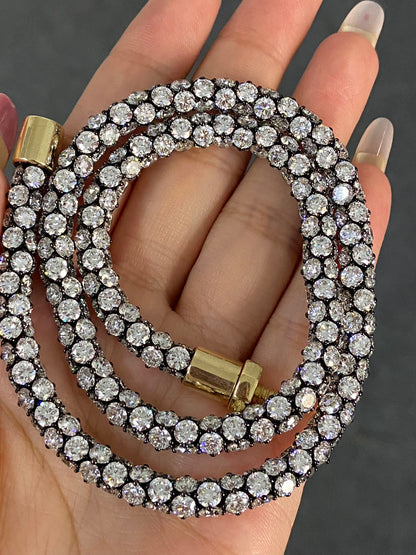 Pirmiana 2026 Jewelry Customized Total 80ct  Round Shape 9k Yellow Gold And Black Gold Lab Grown Diamond  Necklace for Party Gift