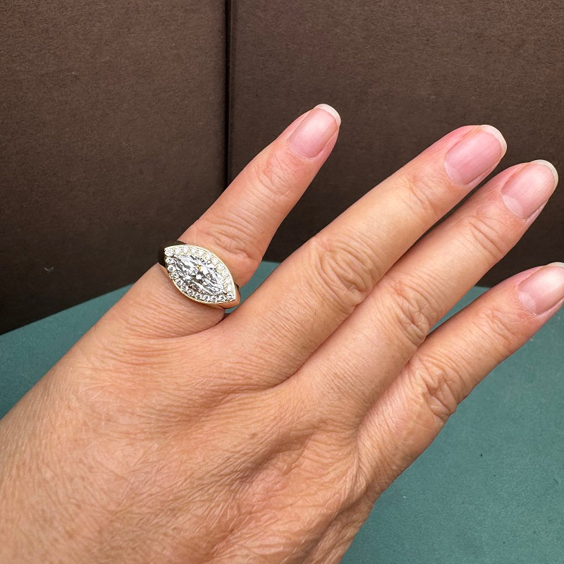Pirmiana New 14K Yellow Gold 1.5ct Marquise Shape Lab Grown Diamond Pinky Ring
