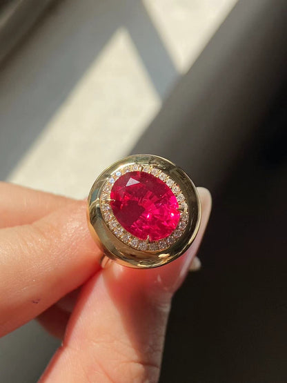 Pirmiana Custom Design 18k Gold Total Ruby Lab Grown Diamond Ring for Women Exquisite Elegant Fine Jewelry