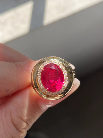 Pirmiana Custom Design 18k Gold Total Ruby Lab Grown Diamond Ring for Women Exquisite Elegant Fine Jewelry