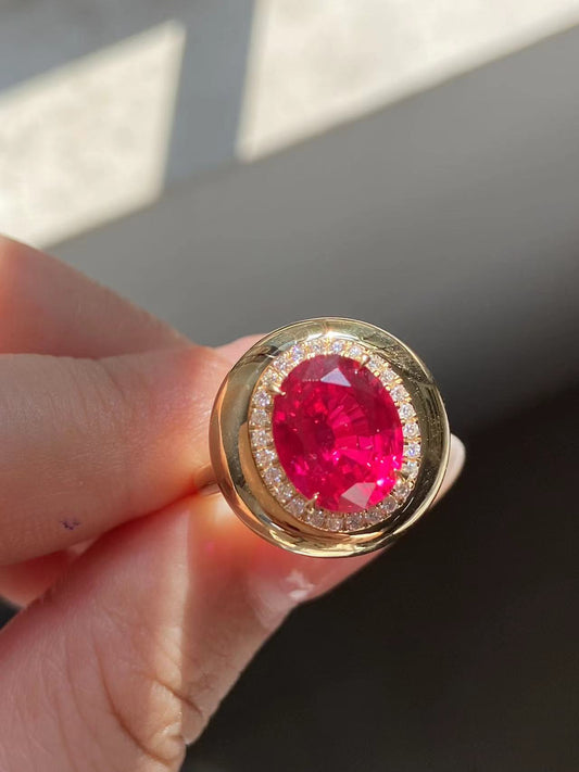 Pirmiana Custom Design 18k Gold Total Ruby Lab Grown Diamond Ring for Women Exquisite Elegant Fine Jewelry