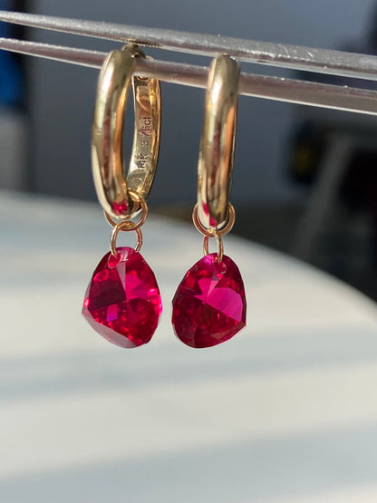 Pirmiana Custom Design 14k Gold  9mm Heart Shape Ruby Lab Grown Diamond Earrings for Women Exquisite Elegant Fine Jewelry