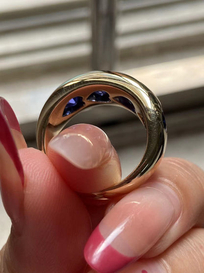 Pirmiana Custom Design 14k Gold  6.5mm Heart Shape  Lab Grow Sapphire Rrings for Women Exquisite Elegant Fine Jewelry