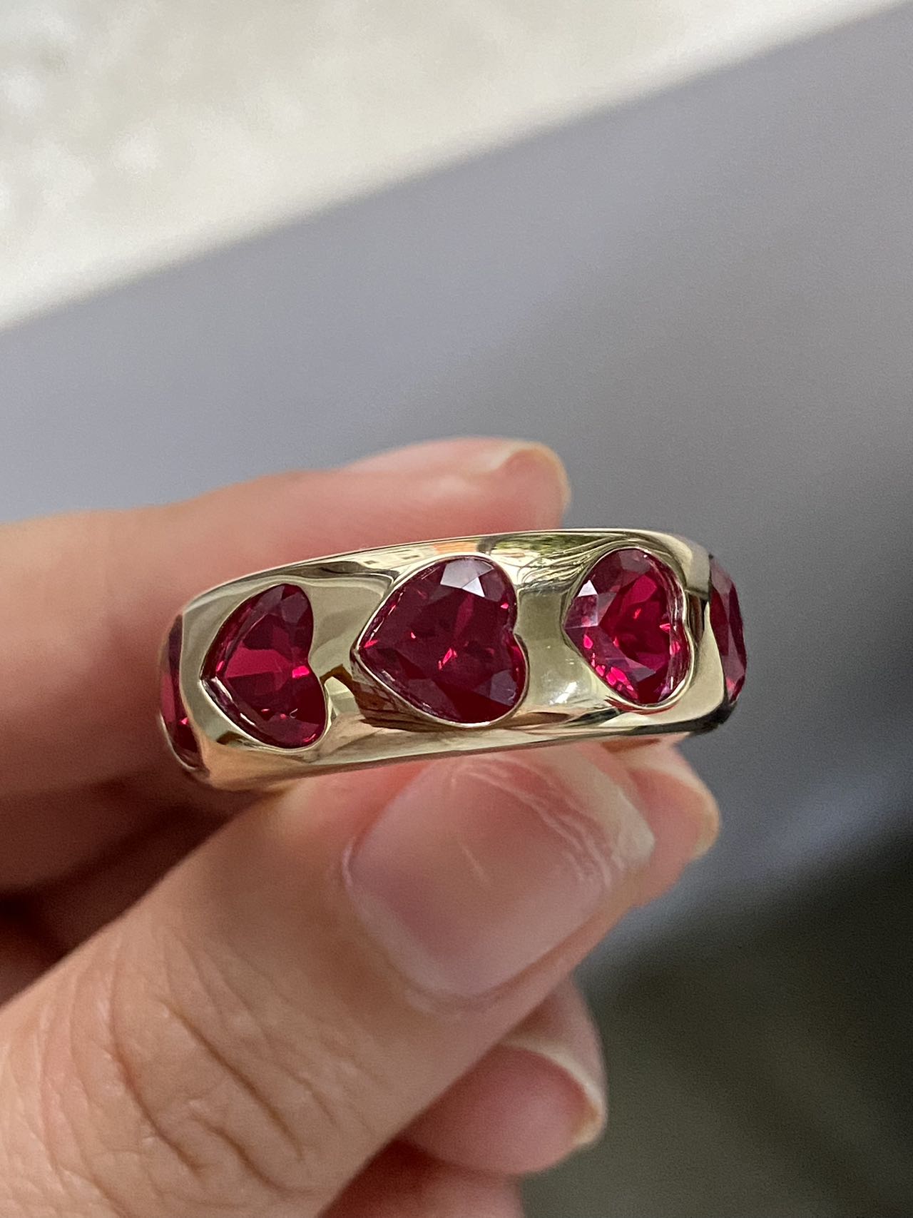 Pirmiana Custom Design 14k Gold  6.5mm Heart Shape Lab Grow Ruby Rrings for Women Exquisite Elegant Fine Jewelry