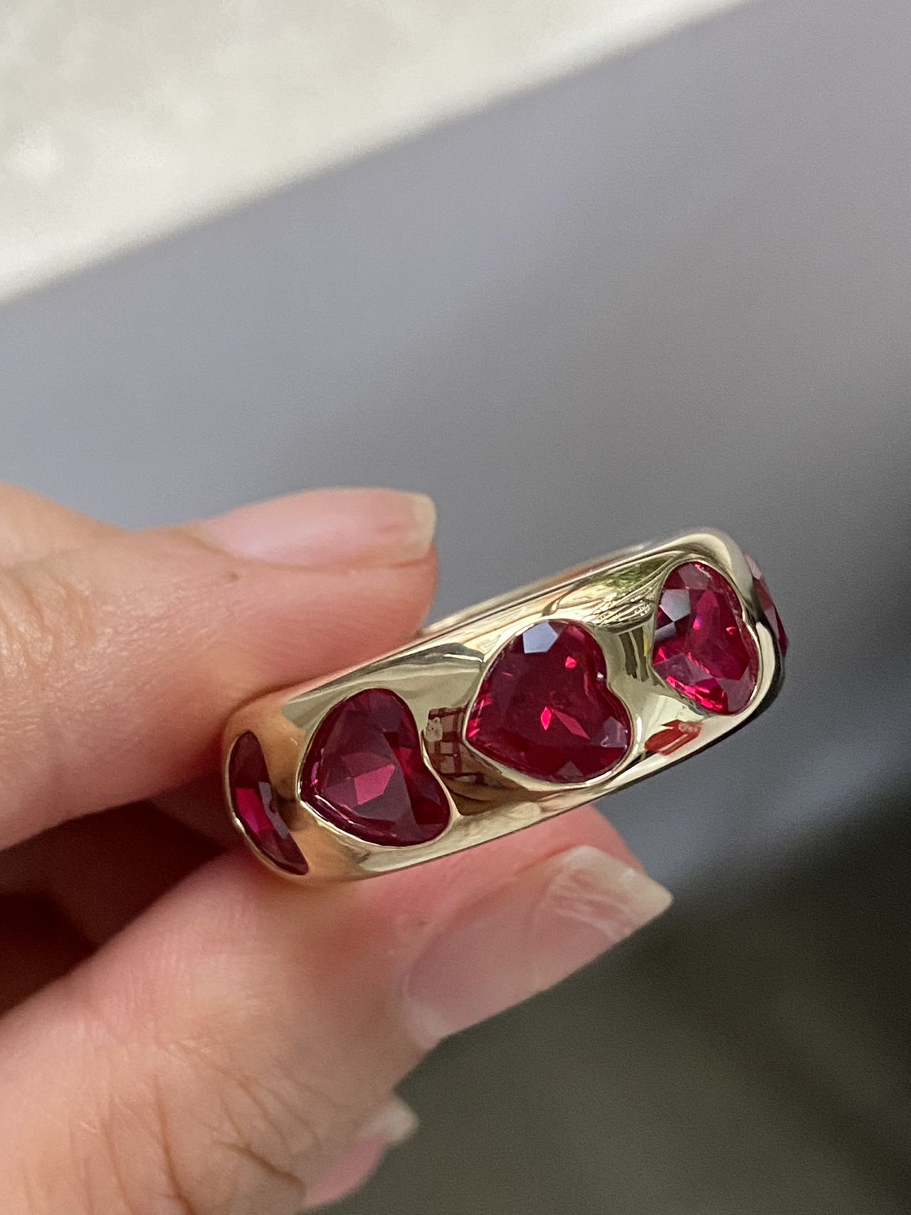 Pirmiana Custom Design 14k Gold  6.5mm Heart Shape Lab Grow Ruby Rrings for Women Exquisite Elegant Fine Jewelry