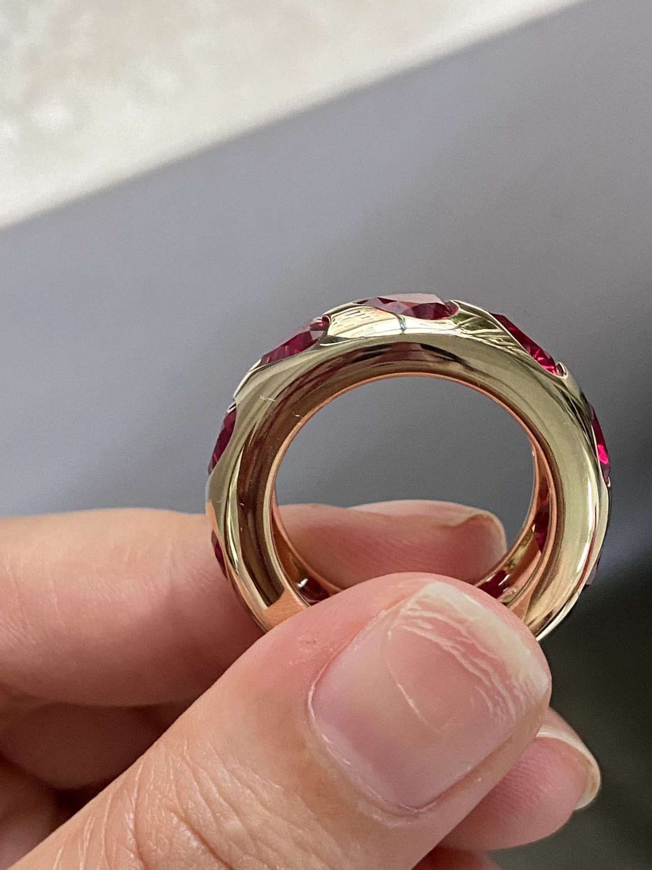 Pirmiana Custom Design 14k Gold  6.5mm Heart Shape Lab Grow Ruby Rrings for Women Exquisite Elegant Fine Jewelry