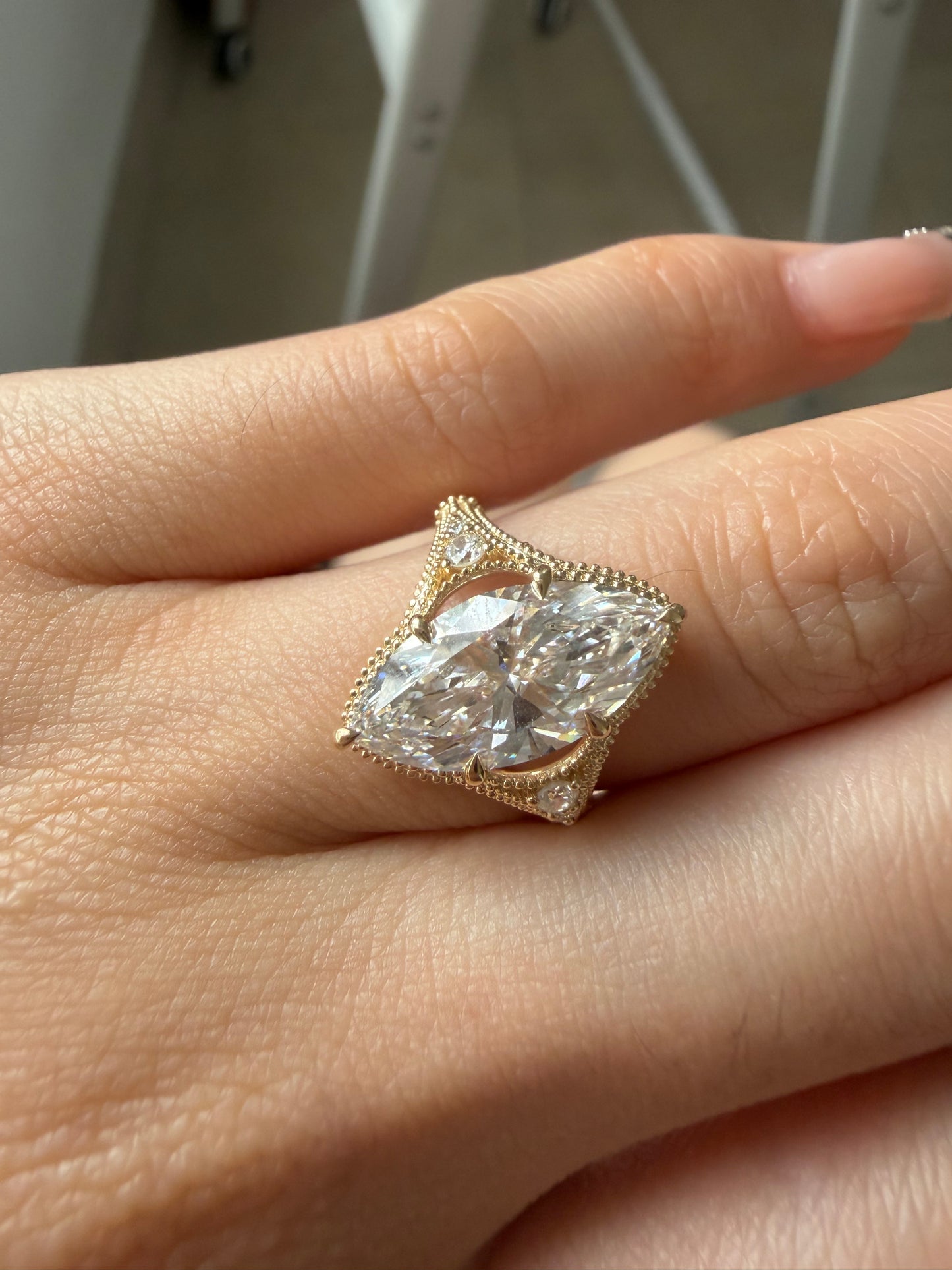 Pirmiana Jewelry Custom Design Ruif Jewelry Classic Design 14k yellow gold 3ct marquise shaped Lab Grown  Diamond Ring Engagement Wedding Band Rings for Women Fine Jewelry for gift
