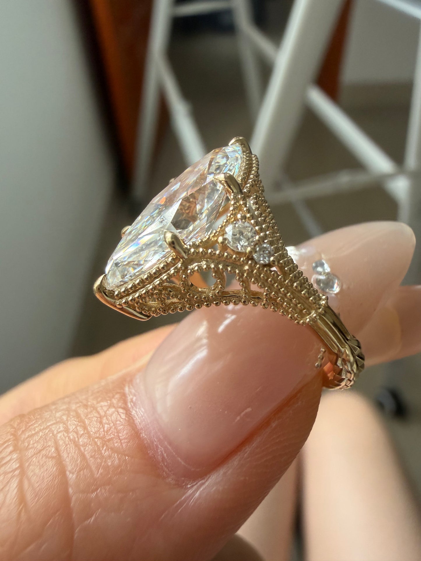 Pirmiana Jewelry Custom Design Ruif Jewelry Classic Design 14k yellow gold 3ct marquise shaped Lab Grown  Diamond Ring Engagement Wedding Band Rings for Women Fine Jewelry for gift