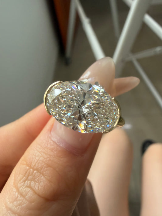 Pirmiana Jewelry Custom Design Ruif Jewelry Classic Design 14k and 18k yellow gold 4ct oval shaped Lab Grown Diamond Ring Jewelry