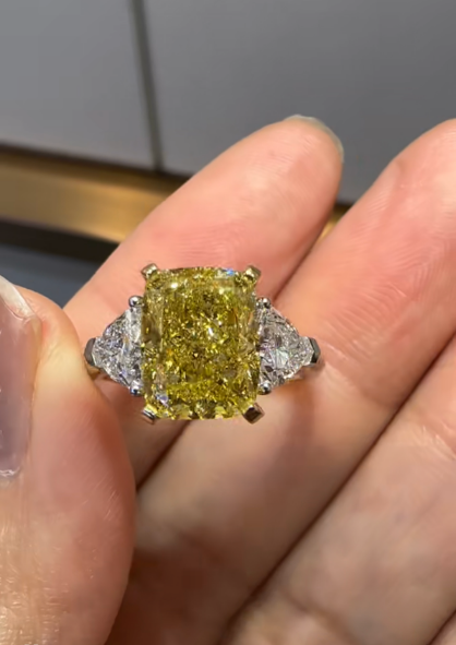 Pirmiana Jewelry Customized 14k gold 4ct cushion yellow lab diamond Rings Engagement Wedding Band Rings for Women Fine Jewelry