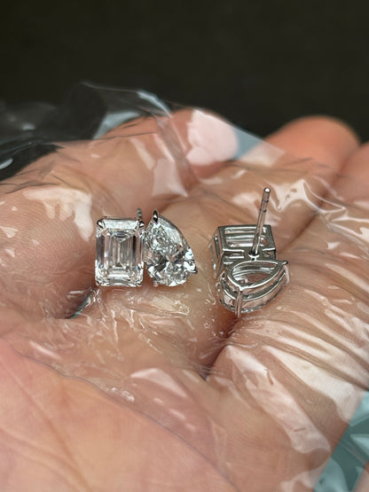Pirmiana Customized 14k White Gold 5ctw Lab Grown Diamond Earrings for Women Party Gift