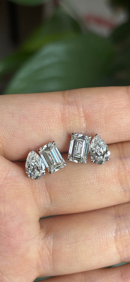 Pirmiana Customized 14k White Gold 5ctw Lab Grown Diamond Earrings for Women Party Gift