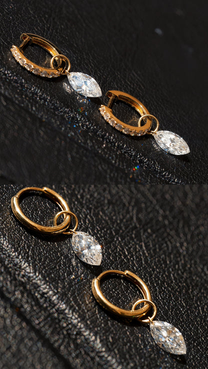 Ruif customized Pirmiana designed Popular style 18K Gold 0.5ct+0.5ct Marquise/Pear Cut Lab Grown Diamond Drop Hoop Earring and Dainty Dangle Hoops For woman and Man Birthday Party Gifts